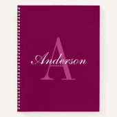 Eleganter Magenta Rot, Rosa und Weiß Name & Monogr Notizblock (Vorderseite)