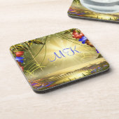 Eleganter Magischer Garten Über dem Mit Monogramm Getränkeuntersetzer (Linke Seite)