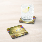 Eleganter Magischer Garten Über dem Mit Monogramm Getränkeuntersetzer (Rechte Seite)