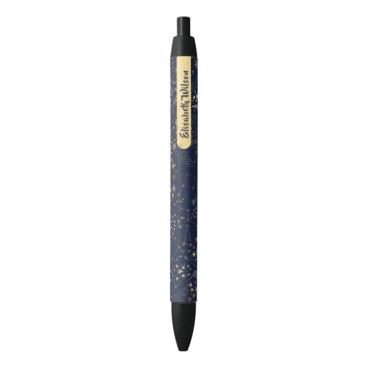 Eleganter magischer himmlischer Gold-Blau-Monogram Kugelschreiber (Vorderseite Vertikal)