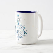Eleganter magischer Weihnachtsbaum Typografisch Zweifarbige Tasse (VorderseiteRechts)