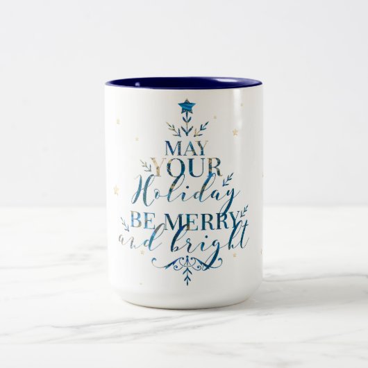 Eleganter magischer Weihnachtsbaum Typografisch Zweifarbige Tasse (Mittel)