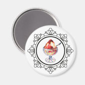 Eleganter Magnet mit Vintage-Eisbecher (Vorderseite/Rückseite)