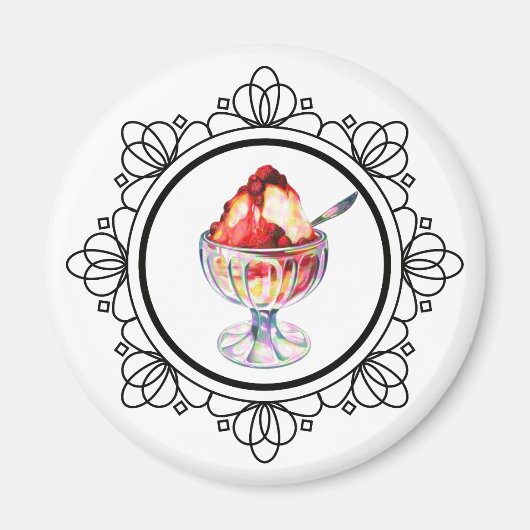 Eleganter Magnet mit Vintage-Eisbecher (Vorne)
