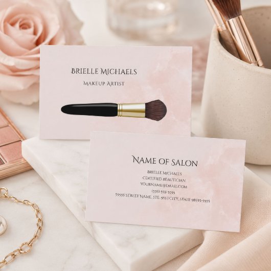 Eleganter Makeup Artist Blush Pink Kosmetik Pinsel Visitenkarte