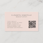 Eleganter Makeup Artist QR Code Rosa Visitenkarte (Rückseite)