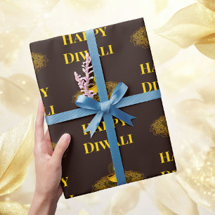 Eleganter Mandala diya Golddiwali-Text Geschenkpapier