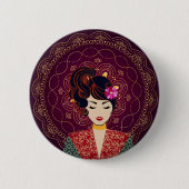 Eleganter Mandala-Frauen-Kunstknopf Button (Vorderseite)