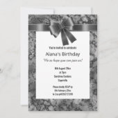 ELEGANTER MARBLE GLITZER SCHWARZKÖRPER WEISS EINLADUNG (Vorderseite)