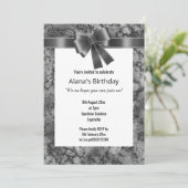 ELEGANTER MARBLE GLITZER SCHWARZKÖRPER WEISS EINLADUNG (Stehend Vorderseite)