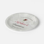 Eleganter Marble Gold Baby Taufen Empfang Pappteller (Schrägansicht)