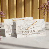Eleganter Marble Watercolor Gold Pen Writing Servi Visitenkarte