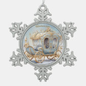 Eleganter Märchenjugendlicher Blue und Gold Weihna Schneeflocken Zinn-Ornament (Vorderseite)