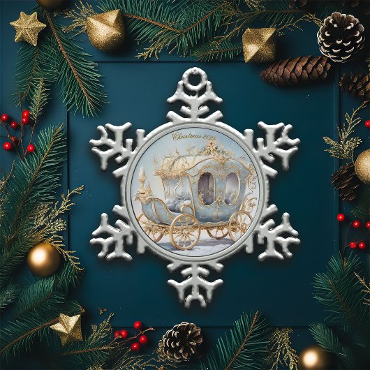 Eleganter Märchenjugendlicher Blue und Gold Weihna Schneeflocken Zinn-Ornament