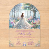 Eleganter Märchenwald Quinceañera Acryleinladungen (Vorderseite)