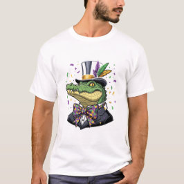 Eleganter Mardi Gras-Alligator im Smoking und Zyli T-Shirt