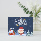 Eleganter marineblauer Hintergrund mit Santa l Xma Postkarte (Stehend Vorderseite)
