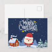 Eleganter marineblauer Hintergrund mit Santa l Xma Postkarte (Vorne/Hinten)