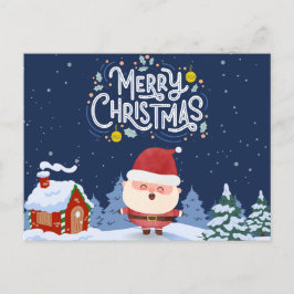 Eleganter marineblauer Hintergrund mit Santa l Xma Postkarte