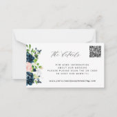 Eleganter marinebrosa, florale QR CODE Hochzeitsde Mitteilungskarte (Vorderseite)