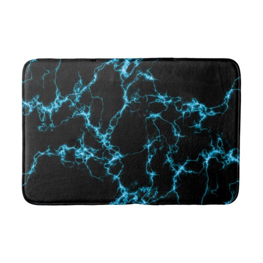 Eleganter Marmor 10 - Blau und Schwarz Badematte (Vorderseite)