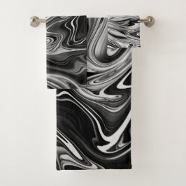 Eleganter Marmor 7 - flüssig Schwarz und Weiß Badhandtuch Set