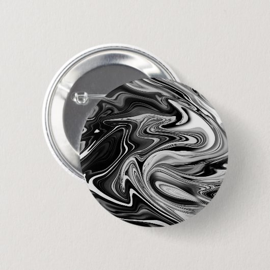 Eleganter Marmor 7 - flüssig schwarz und weiß Button (Vorne & Hinten)