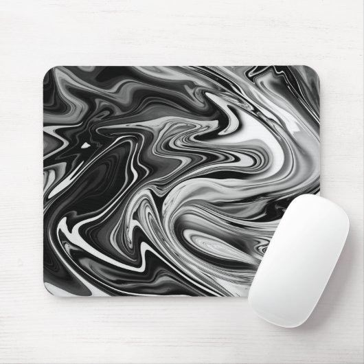 Eleganter Marmor 7 - flüssig Schwarz und Weiß Mousepad (Mit Mouse)