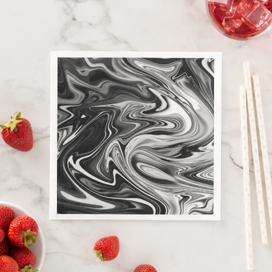 Eleganter Marmor 7 - flüssig schwarz und weiß Serviette (Beispiel)