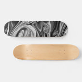 Eleganter Marmor 7 - flüssig schwarz und weiß Skateboard (Horizontal)