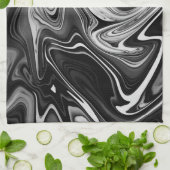 Eleganter Marmor 7 - Flüssigkeit Schwarzweiss Geschirrtuch (Gefaltet)