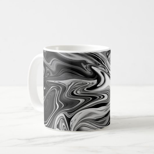Eleganter Marmor 7 - Flüssigkeit Schwarzweiss Kaffeetasse (Vorderseite Links)