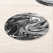 Eleganter Marmor 7 - Flüssigkeit Schwarzweiss Runder Pappuntersetzer (Angewinkelt)