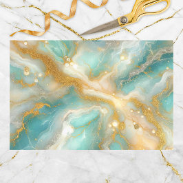 Eleganter Marmor aus Aquamarine mit goldenen Glitz Seidenpapier