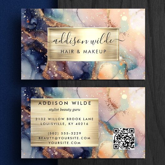 Eleganter Marmor aus Marineblau und Gold Visitenkarte