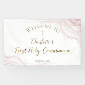 eleganter Marmor | Erstes Kommunionsbanner Banner (Horizontal)