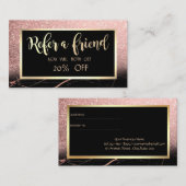 Eleganter Marmor, Glitzer, Referenzkarte Empfehlungskarte (Vorne/Hinten)