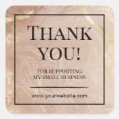 Eleganter Marmor Glitzer Vielen Dank Business Stic Quadratischer Aufkleber (Vorderseite)