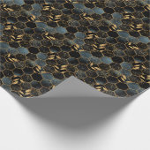 Eleganter Marmor & Gold: Abstrakte Hexagon-Textur Geschenkpapier (Ecke)