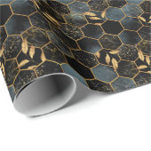 Eleganter Marmor & Gold: Abstrakte Hexagon-Textur Geschenkpapier (Rolleneckpunkt)