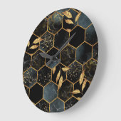 Eleganter Marmor & Gold: Abstrakte Hexagon-Textur Große Wanduhr (Winkel)