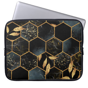 Eleganter Marmor & Gold: Abstrakte Hexagon-Textur Laptopschutzhülle
