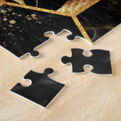 Eleganter Marmor & Gold: Abstrakte Hexagon-Textur Puzzle (Seite)