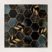 Eleganter Marmor & Gold: Abstrakte Hexagon-Textur Puzzle (Horizontal)