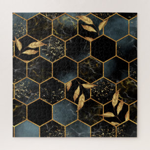 Eleganter Marmor & Gold: Abstrakte Hexagon-Textur Puzzle