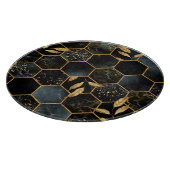 Eleganter Marmor & Gold: Abstrakte Hexagon-Textur Schneidebrett (Ecke)