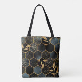 Eleganter Marmor & Gold: Abstrakte Hexagon-Textur Tasche (Rückseite)