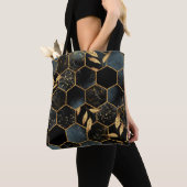 Eleganter Marmor & Gold: Abstrakte Hexagon-Textur Tasche (Von Nahem)