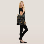 Eleganter Marmor & Gold: Abstrakte Hexagon-Textur Tasche (Am Model)