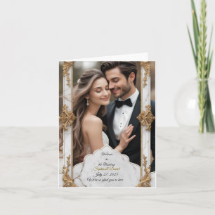 Eleganter Marmor & Gold Hochzeitsempfang Einladung